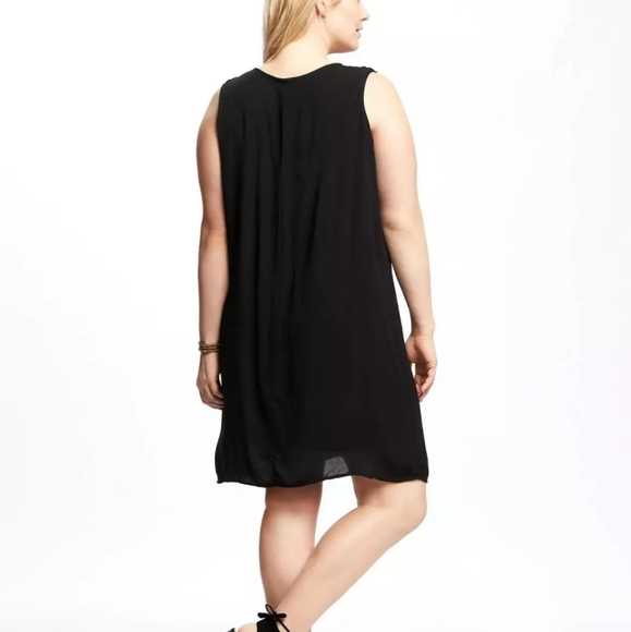 Old Navy Black Crepe Boho Floral Dress w Tassels - Picture 2 of 10